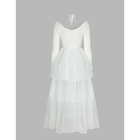 NWT Cider Knit White Whisper Midi Dress -Discontinued! Ivory white, long sleeve - Picture 2 of 4